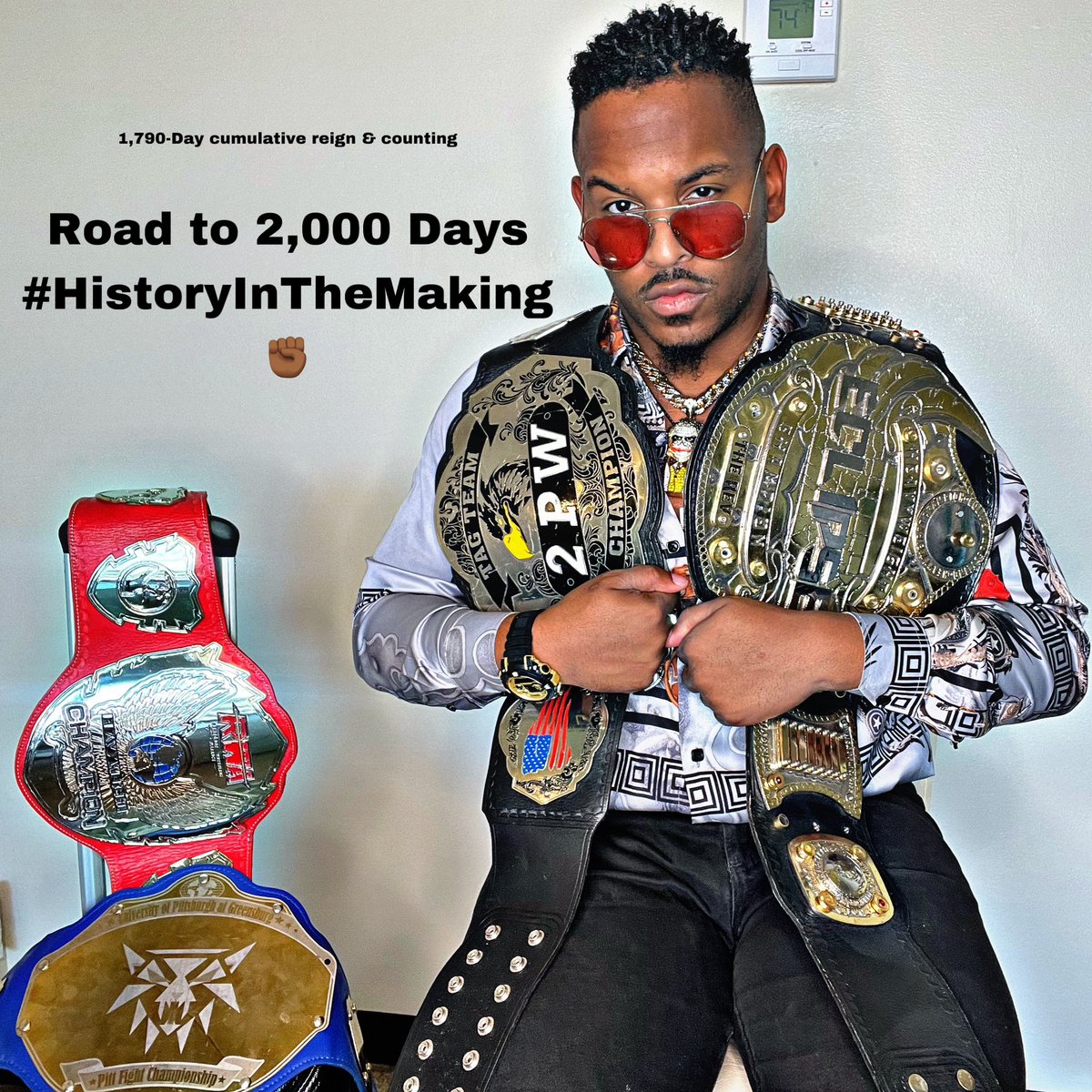 About last night…..AND STILL!! #Revy4Belts breaking records Eclipse Heavyweight - 827 Days PittFight Championship - 751 Days 2PW Tag - 128 Days 2x RWA Heavyweight - 84 Days (469 day prior reign) Cumulative Reign 1,790 days & COUNTING #ForTheCulture #TheRevRonHunt