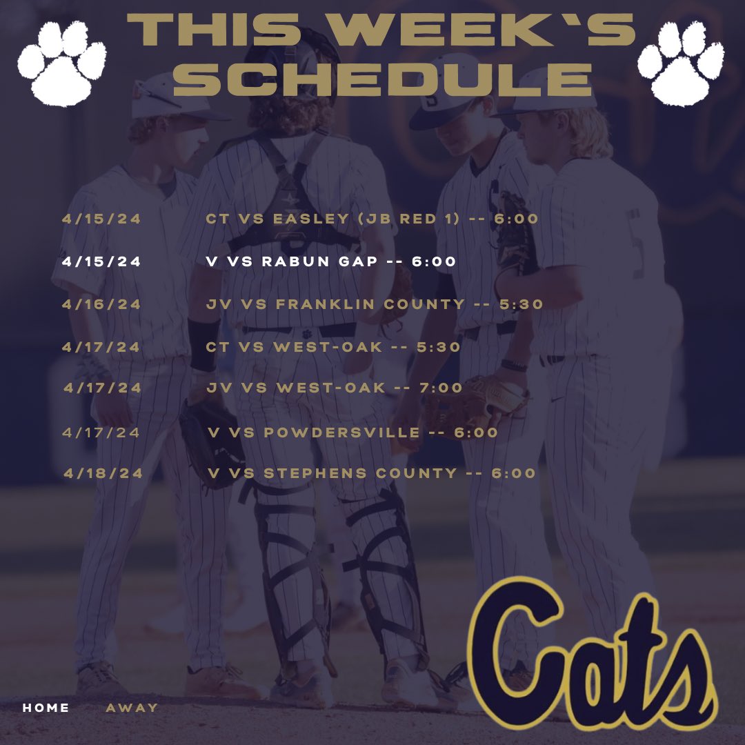 We have a busy week as we wrap up our C team and JV seasons. Come out and support, Go Cats!