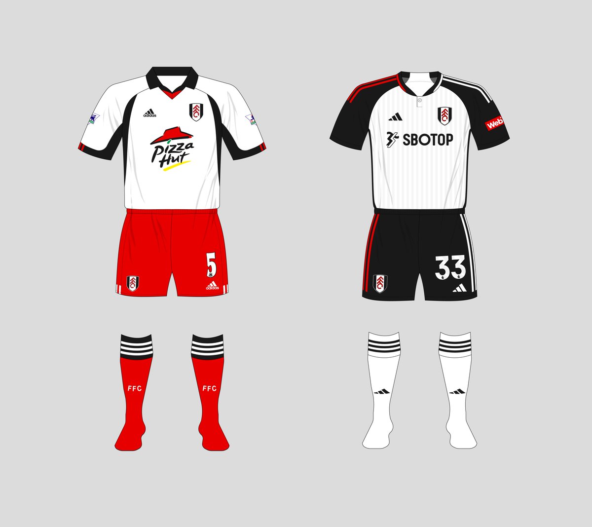 While it might not look like it, Fulham were in a mashup at West Ham today as their default socks are black this season It's certainly a more familiar look than that seen at Upton Park in their first PL season, also a 2-0 win #FFC museumofjerseys.com/fulham/#2001-02