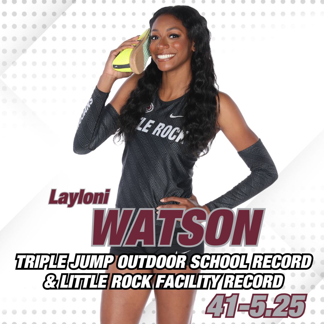 LittleRockTFXC's tweet photo. Congratulations to Layloni Watson for setting the outdoor school record and Little Rock facility record in the triple jump yesterday at the Little Rock Invitational!  Layloni recorded a jump of 41-5.25 to win the event. #LittleRocksTeam https://t.co/nHEa5G9e6h