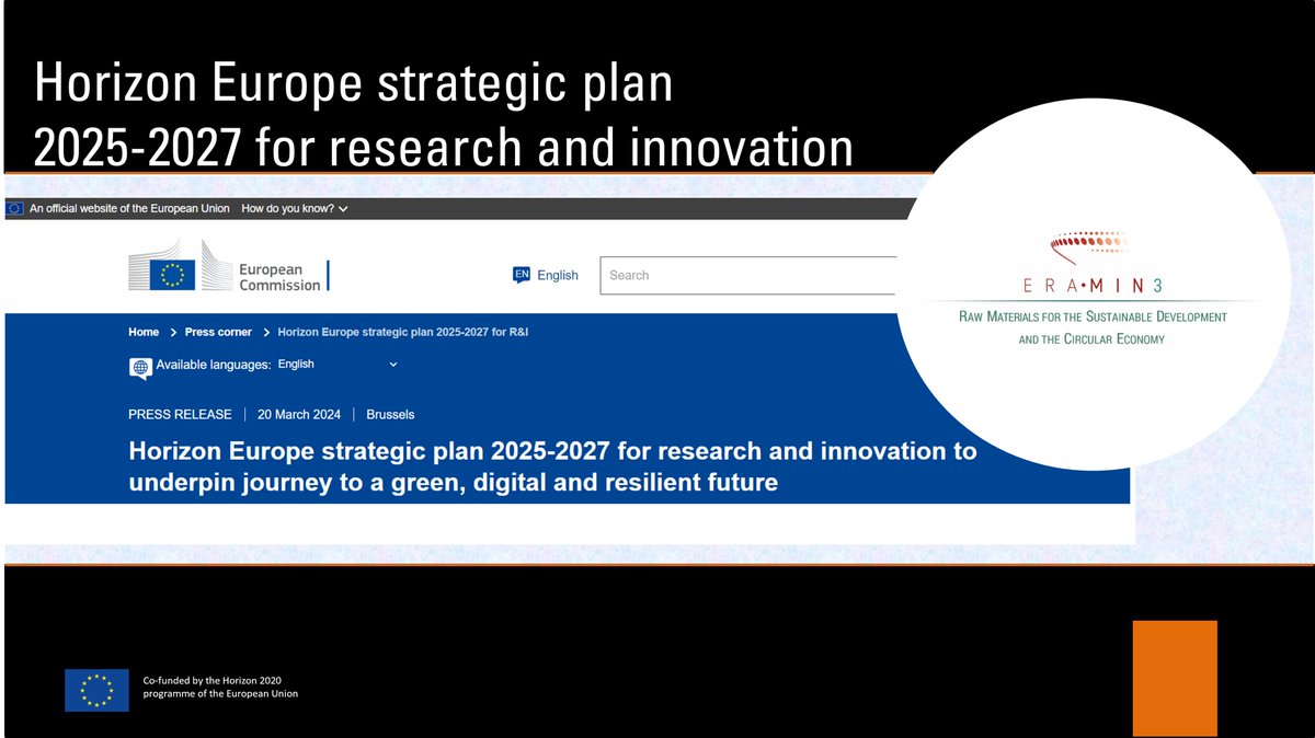 The EC has adopted the Commission has adopted the second strategic plan for Horizon Europe. The plan introduces 9 new European partnerships covering diverse fields, among them RM for the Green and Digital Transition. The complete new here: ec.europa.eu/commission/pre…