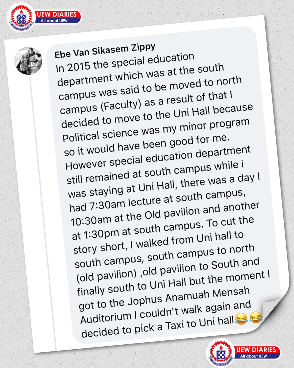 “Craziest thing u did in #UEW”
This is a serious walkathon 😂