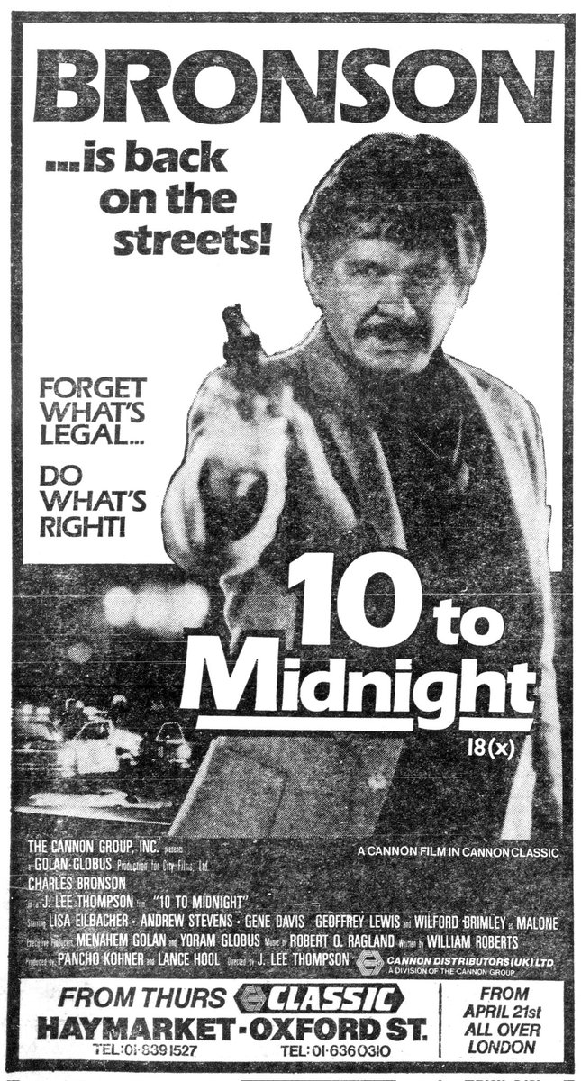 On this day April 14th, 1983, Bronson was back on the streets in 10 TO MIDNIGHT..
