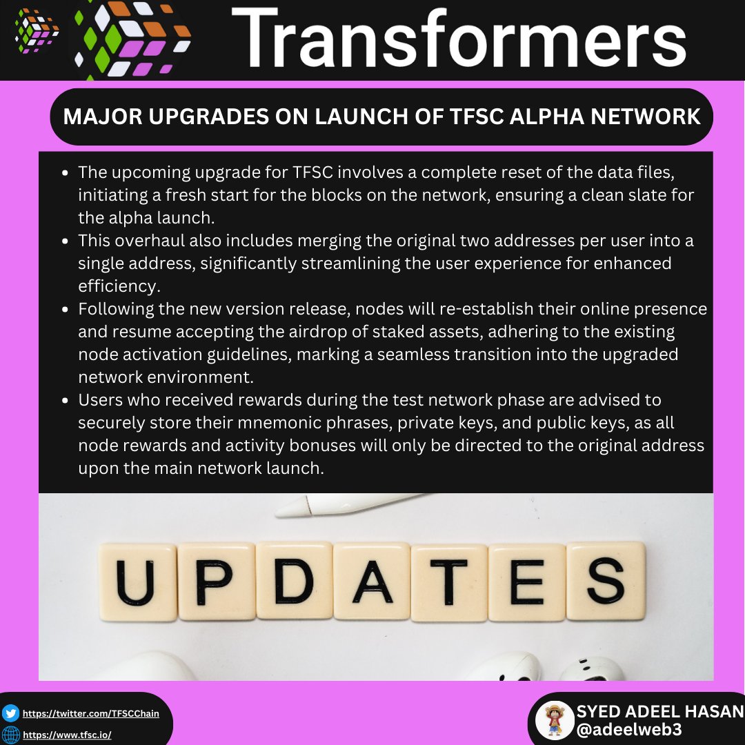 tfscpakistan's tweet image. Hey TFSC Fam! What's up?

Today we are going to give you a major update on the launch of TFSC alpha network. There are some significant major updates that are gonna take place in upcoming days. These updates are going to be really important for TFSC ecosystem.

@TFSCChain