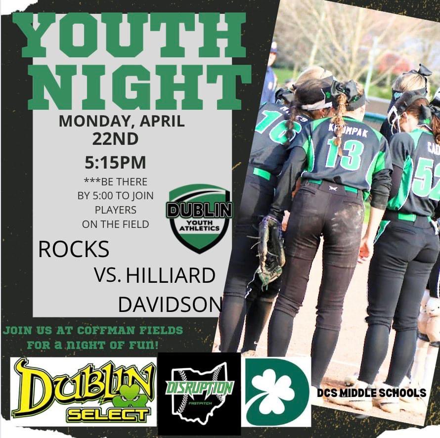 ALL FUTURE LADY ROCKS SOFTBALL PLAYERS come join us for a fun night at the fields!