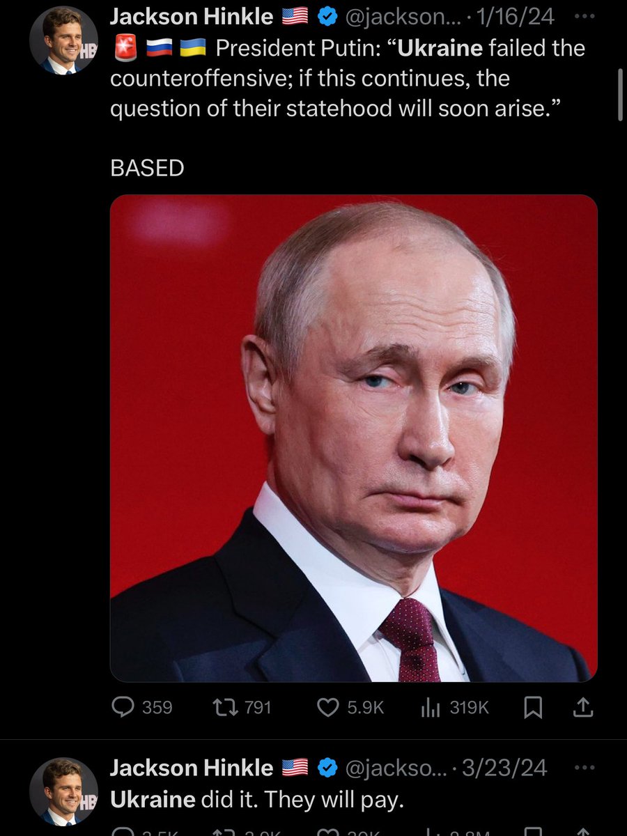 geogvma's tweet photo. You know what, @nytimes, fuck you. All you had to do was go to Hinkle’s profile and search for “Ukraine” to unearth this shit. And you profiled him anyways. 

You’re promoting a literal war crimes denier. You’re complicit. https://t.co/67XpUXxcCg