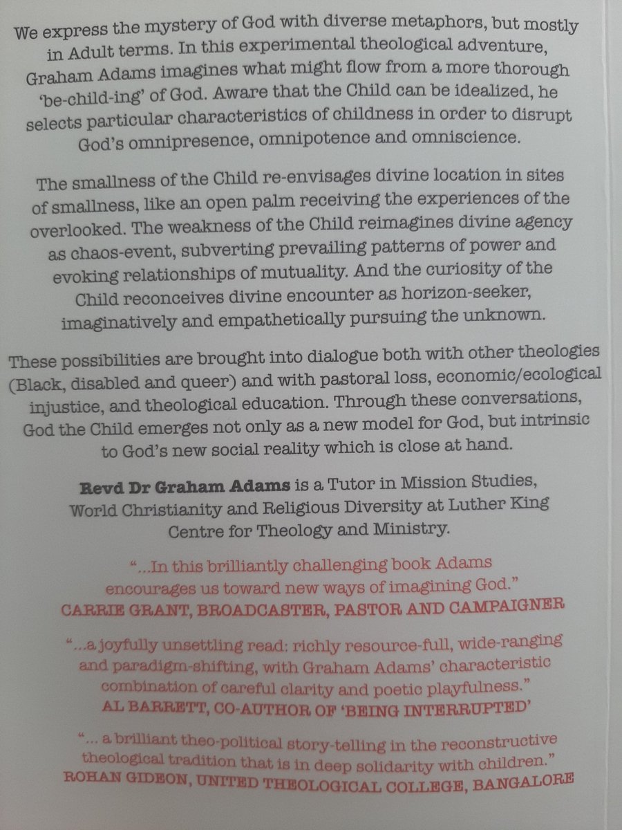 Retweet this &amp; I'll put your name in a draw for a free copy of #GodtheChild. Offer ends 24 May. Al Barrett says it's "resource-full, wide-ranging &amp; paradigm-shifting", Carrie Grant "brilliantly challenging", Rohan Gideon "in deep solidarity with children".
scmpress.hymnsam.co.uk/books/97803340…