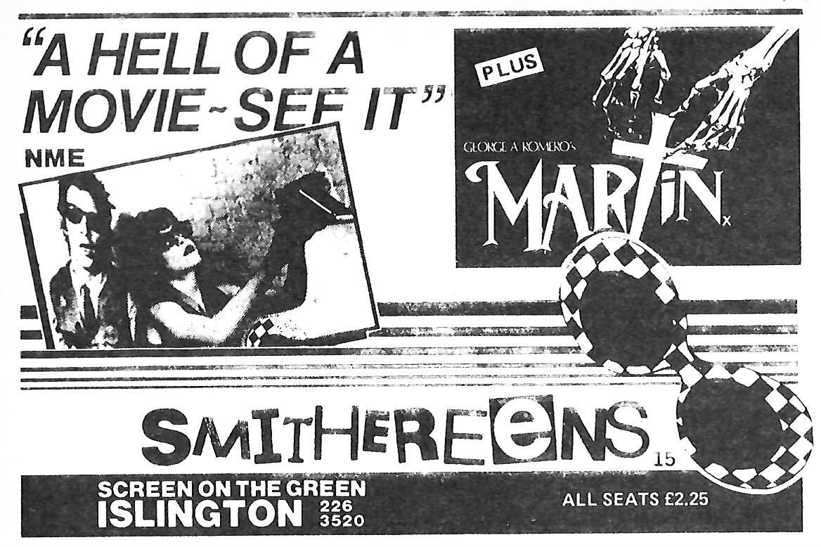 At the Screen on The Green, SMITHEREENS + Romero's MARTIN, on this day April 14th, 1983..