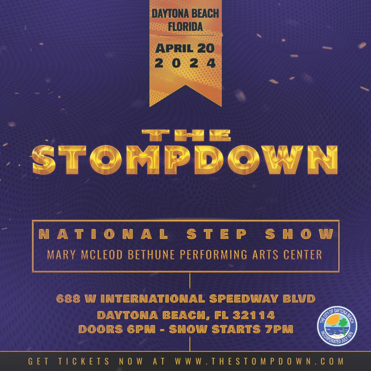 On April 20, enjoy an electrifying evening of music and dance at The Stompdown, a national step show comprised of the nation’s elite step teams. Mary McLeod Bethune Performing Arts Center, Daytona Beach. 7 pm. Details: bit.ly/4alk3kx #LoveDaytonaBeach🏖️ #LoveFL☀️