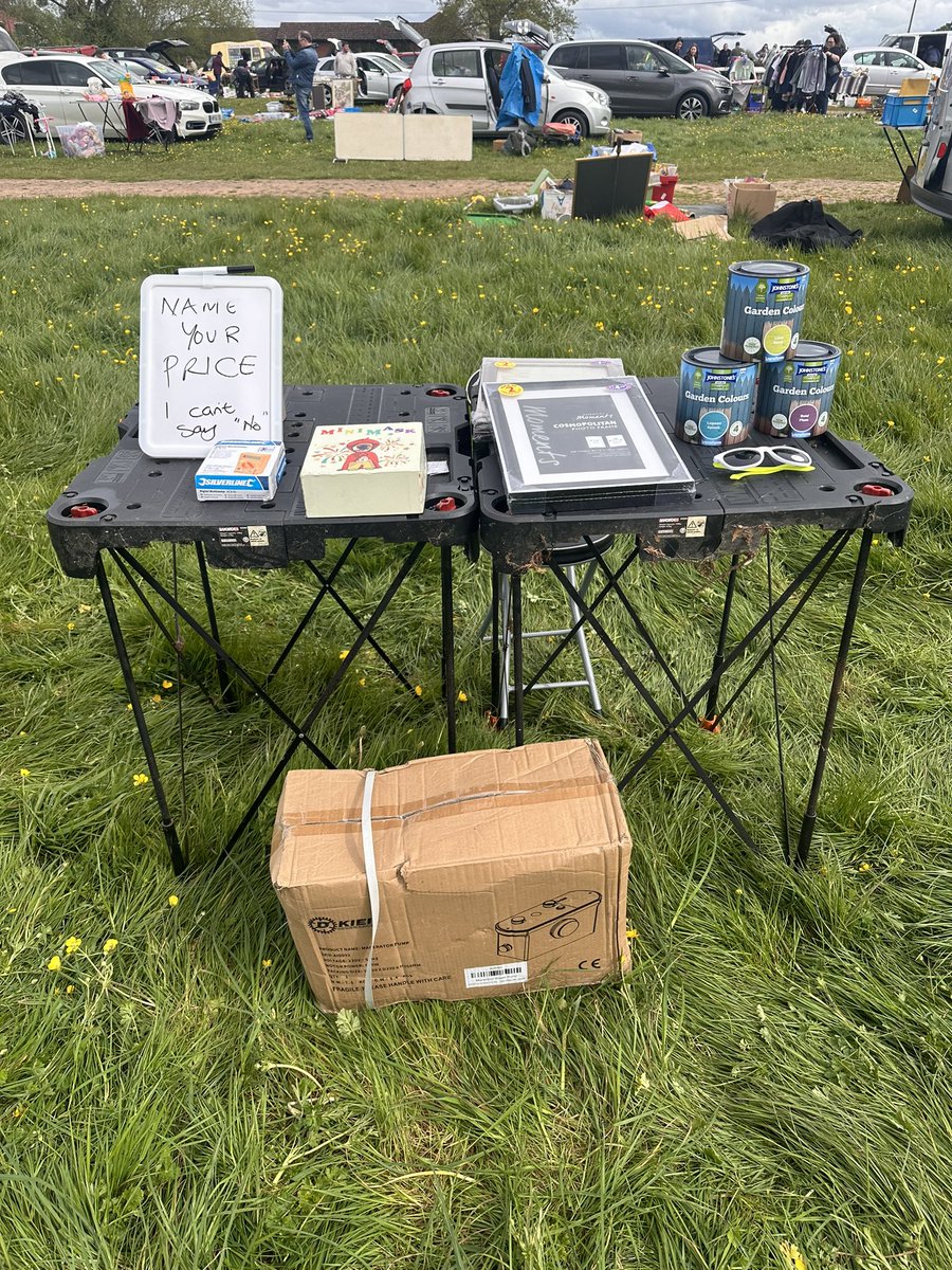 PeoplesTariff's tweet photo. Did my first #carbootsale today - gave myself a target of £100 & smashed it & did £225 :) my target by 1/6/24 is £3k for my 6k mile trip around Europe calling it #EV6000 starting a new channel called ‘the green strip Show’ so you can follow my journey on all media #greenstripshow https://t.co/cZWCtuVlmC
