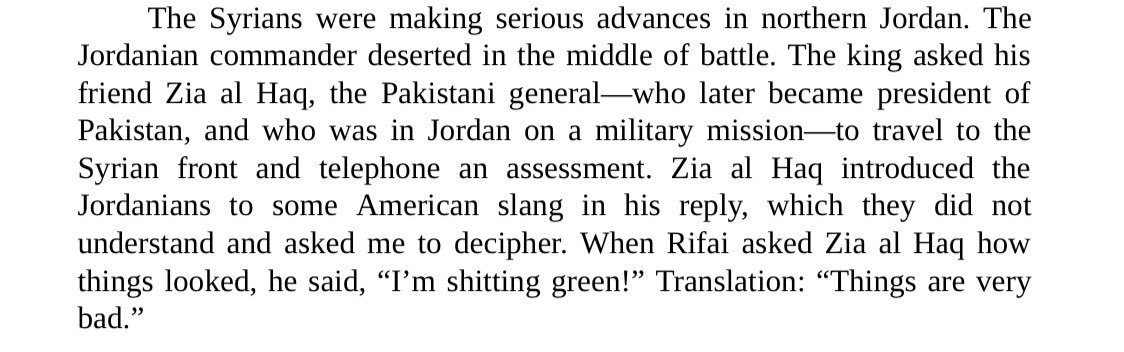 One of the main people quoted regarding Zia’s role in Black September is Jack O’Connell who was the CIA chief in Jordan. However, this is the only reference about Zia that I could find in his book.