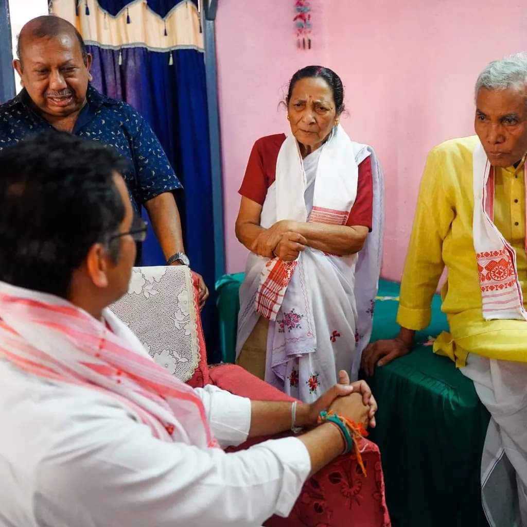 Snapshots of Jorhat Loksabha candidate @GauravGogoiAsm ji visiting the eminent personalities of Sivasagar on the occasion of Rongali Bihu today.