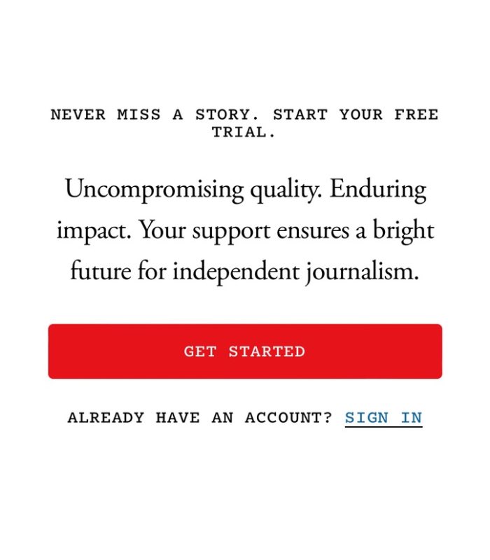 “Democracy dies behind paywalls,” he says from behind a paywall.