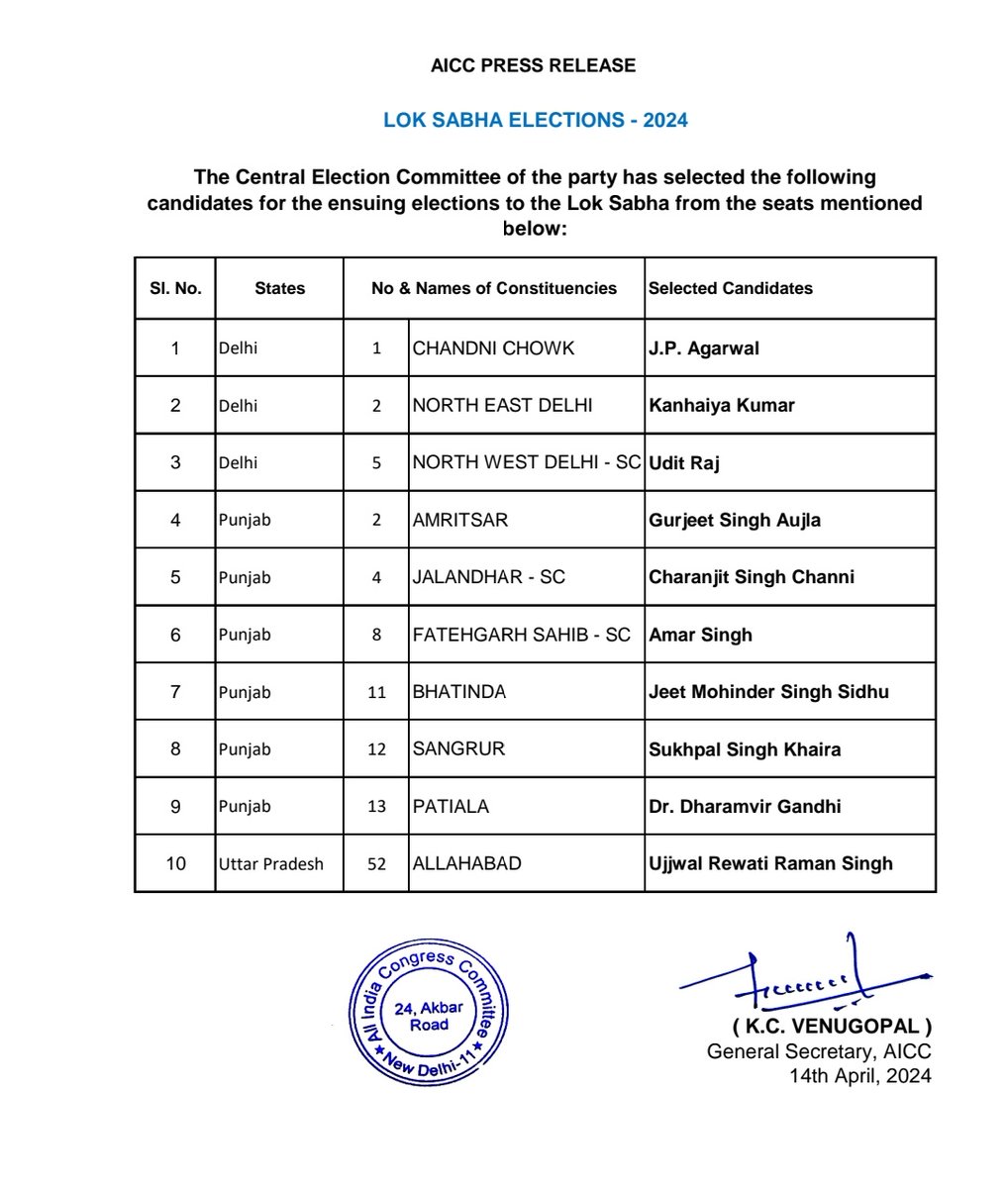 नॉर्थ ईस्ट दिल्ली सीट से मनोज तिवारी के खिलाफ चुनाव लड़ेंगे कन्हैया कुमार।