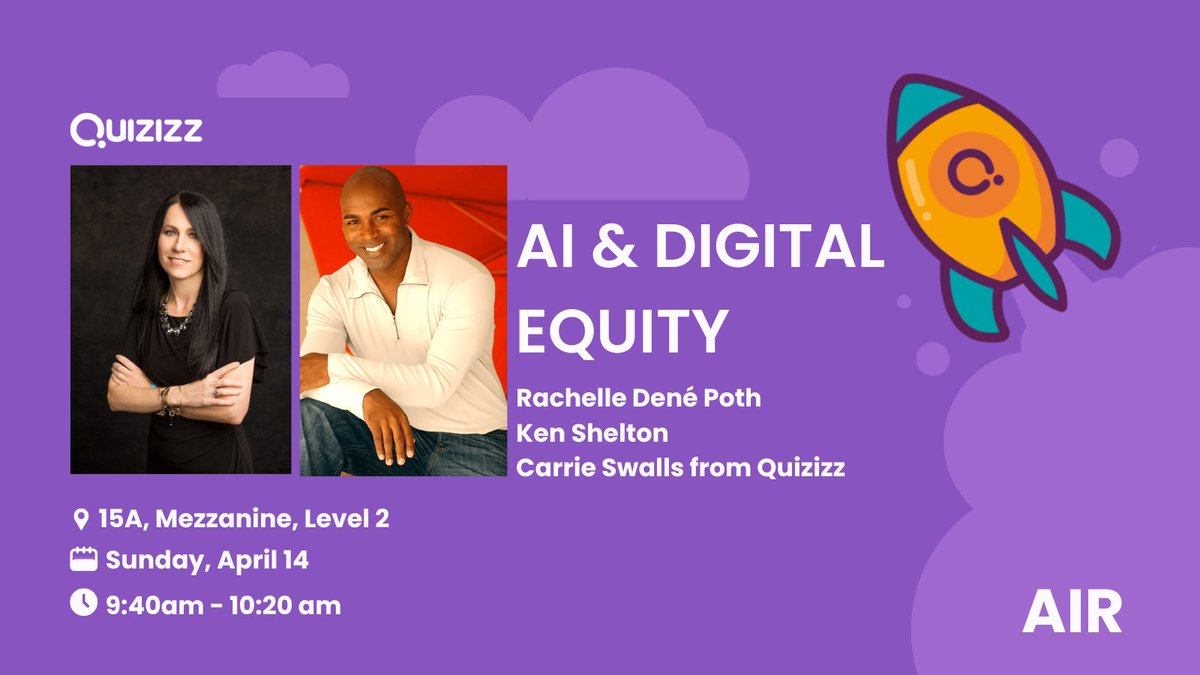 In one hour, Carrie from Quizizz will host a live panel at AIR with #EdTech experts @k_shelton and @Rdene915 to discuss AI & Digital Equity and how technology can strengthen learning while easily providing accommodations for students. 🌴☀️

@asugsvsummit #ASUGSVShow2024