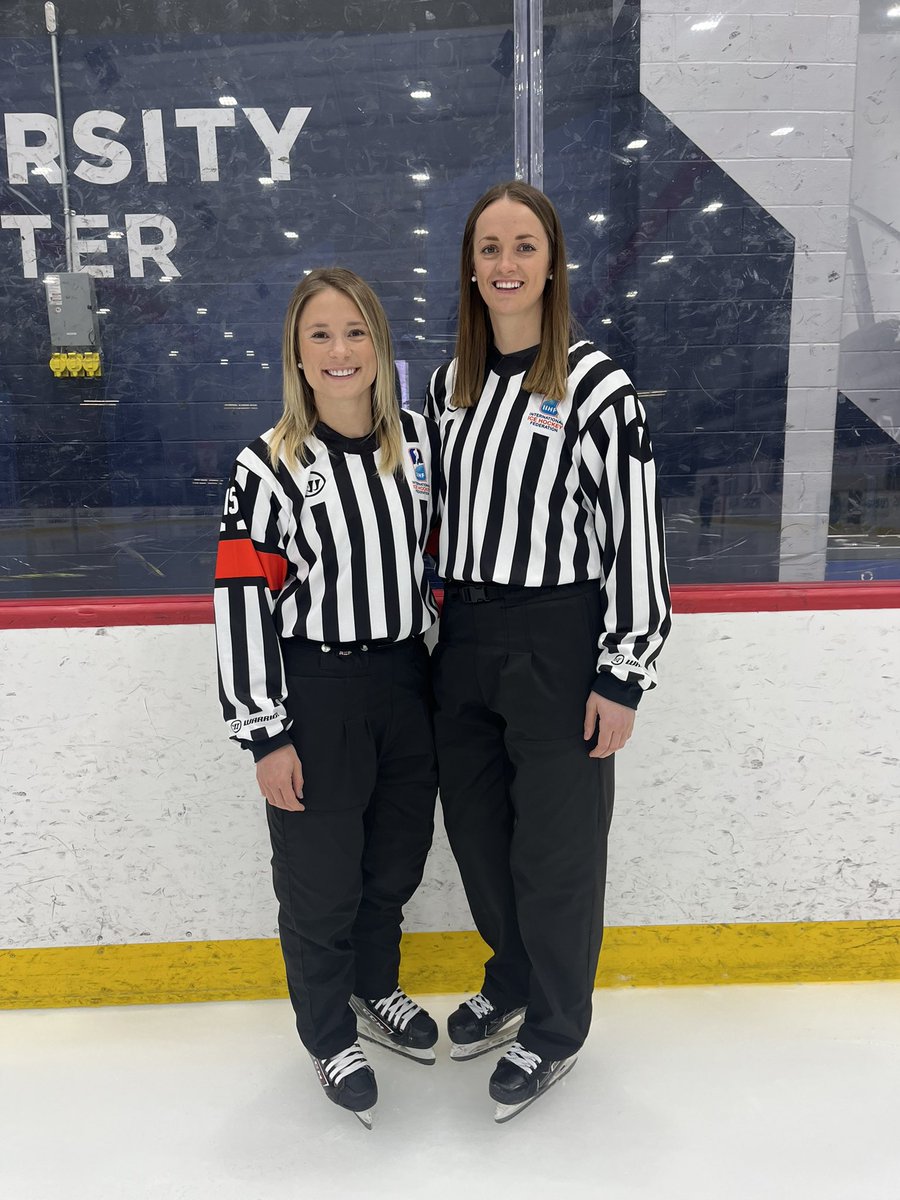It is Championship Sunday at the @IIHFHockey Women’s World Championship and these two get the assignment for the big game. Congrats Cianna and Alex. #EarnYourStripes #SaskProud