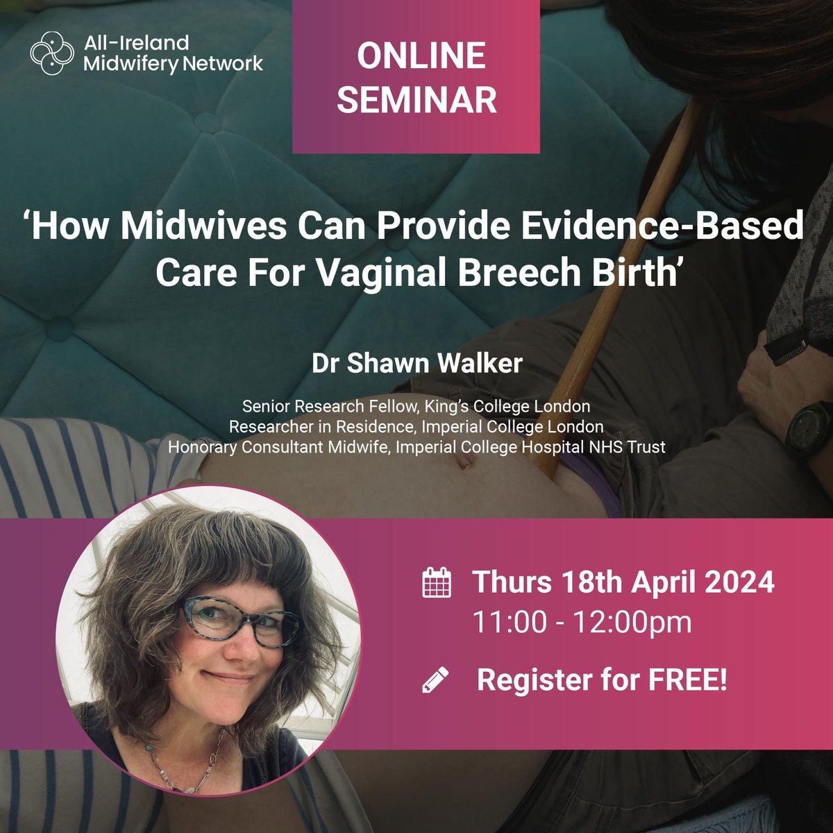 📢Don't forget to register for FREE for our online seminar with Dr Shawn Walker @SisterShawnRM 'How midwives can provide evidenced-based care for vaginal breech birth' Thursday, 18.04.2024 at 11:00am! ➡️bit.ly/aimn-breech #evidencedbased #communityofpractice #collaboration