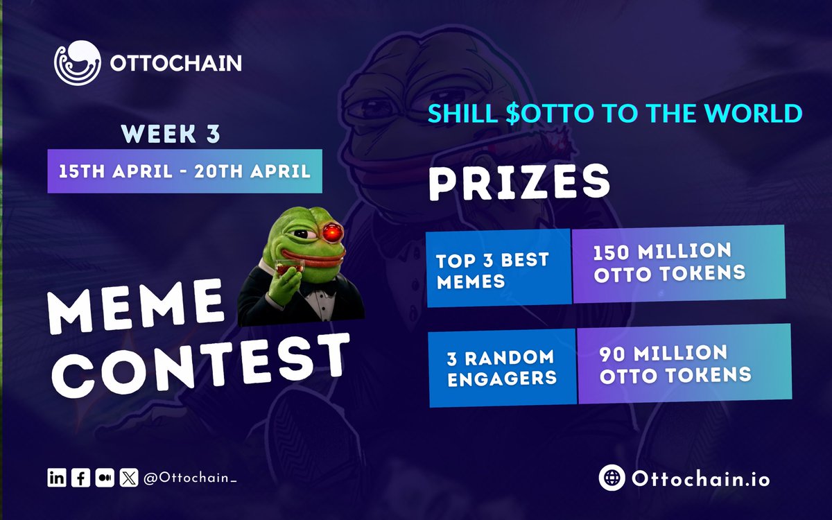 📢 Announcing the commencement of the week 3 otto meme contest💥 Theme: create memes and shill $OTTO to the world. STEPS👇👇 1) Create your best meme according to the theme. 2) Post it on X (Twitter). 3) Post meme links under this post and tag 3 friends. 4) Post meme link on