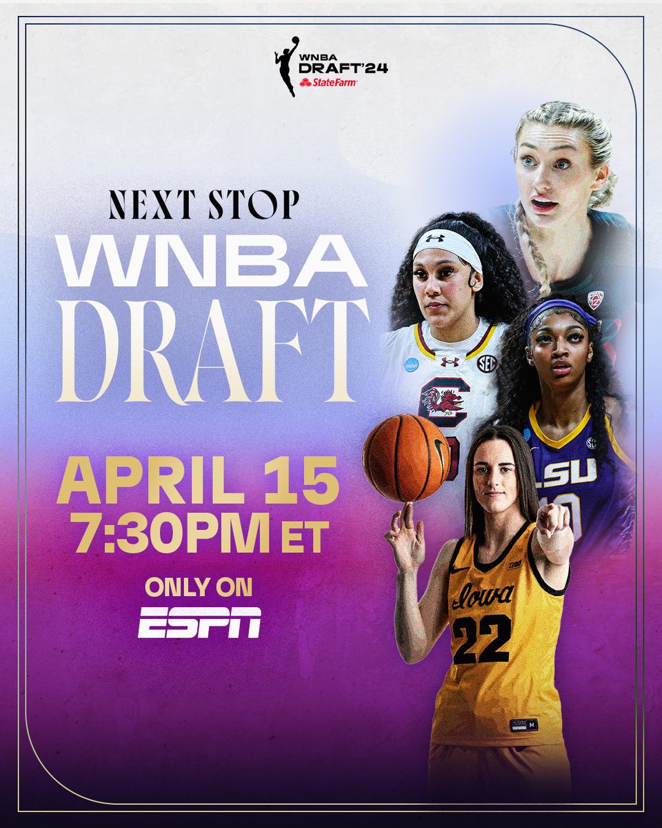 Draft day is just around the corner 👀 Tune in TOMORROW on ESPN to watch the 2024 #WNBADraft presented by @StateFarm!
