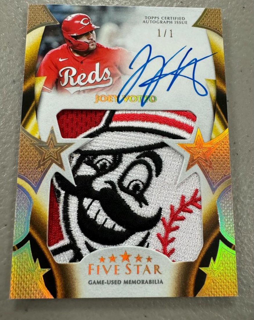 2023 Topps Five Star Joey Votto Game-Used Jumbo Patch Auto 1/1…