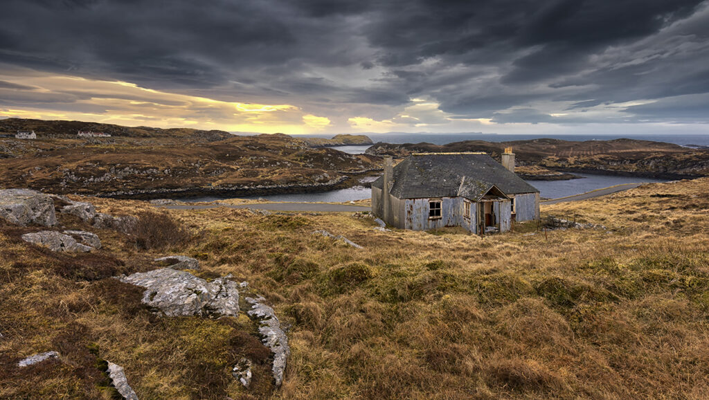 Abandoned Croft cottage on the Isle of Harris. Outer Hebrides, Scotland. NMP.