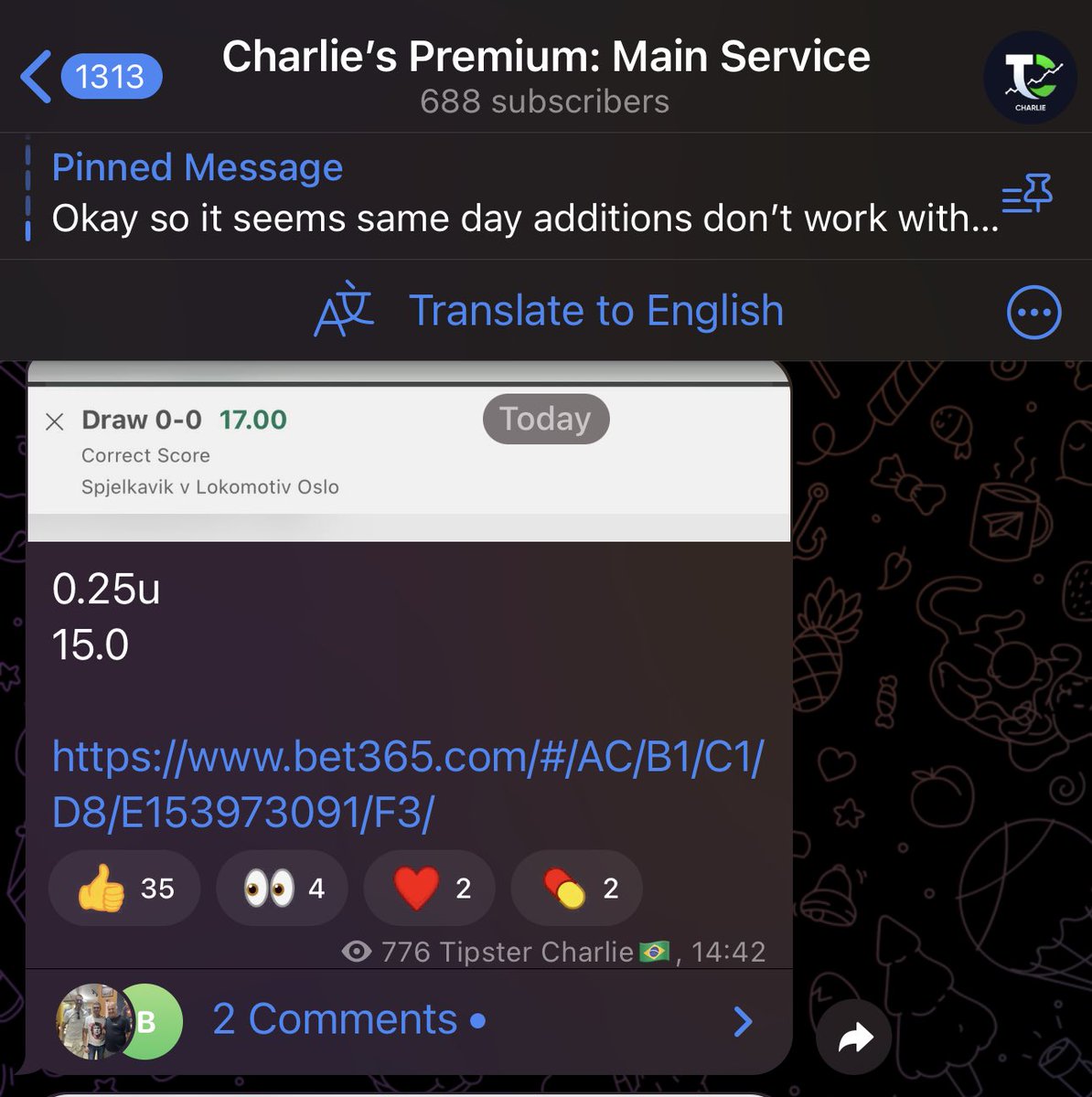TipsterCharlie's tweet photo. 17.00 winner for members ✅

Spjelkavik / Oslo 0-0 @ 17.00✅

What a beauty.

The only one posted for members today and it wins.

Saw some HUGE money entering the unders and I just followed 🚀 

Take advantage of the below promotion now. https://t.co/n7mcbqWxYK