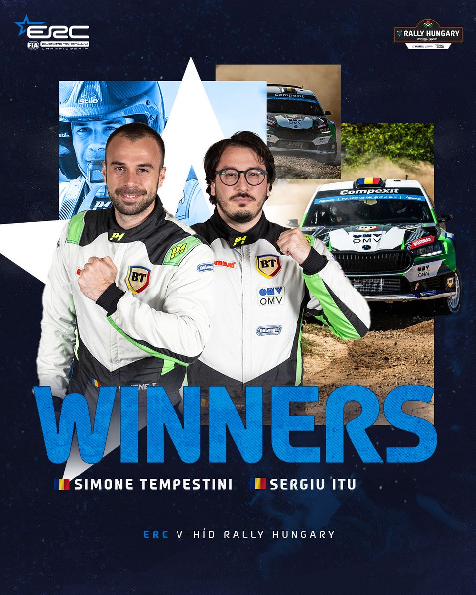 A FIRST-EVER #FIAERC WIN FOR @SimoTempesti & SERGIU ITU! 👊👏 @Michelin_Sport 

#FIAERC | #RallyHungary