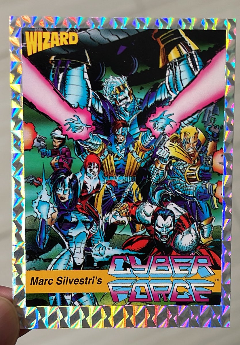 More trading cards on this Sunday! Couldn’t let the weekend go by without some @TopCow cards! Here’s an early Wizard Magazine Cyberforce trading card with art by series creator @Marc_Silvestri ! #topcow #WizardMagazine #Cyberforce #comics #tradingcards