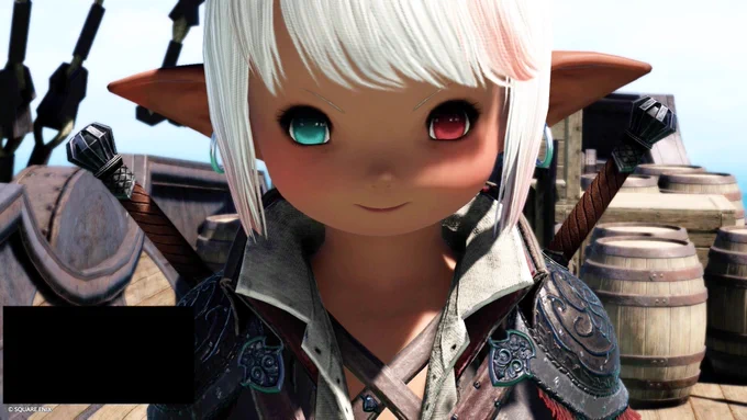 PS5勢の私に、フレちゃんがmy焦げララ風メイクしたSSをサプライズで送ってくれたの〜〜!!ララフェルかわいい!髪サラサラ、おめめキラキラ、プニふわつるつる頬に、愛くるしい鼻の穴ララ装飾のフープピアスの質感から、もう凄い…(明るさだけ少し上げました) 