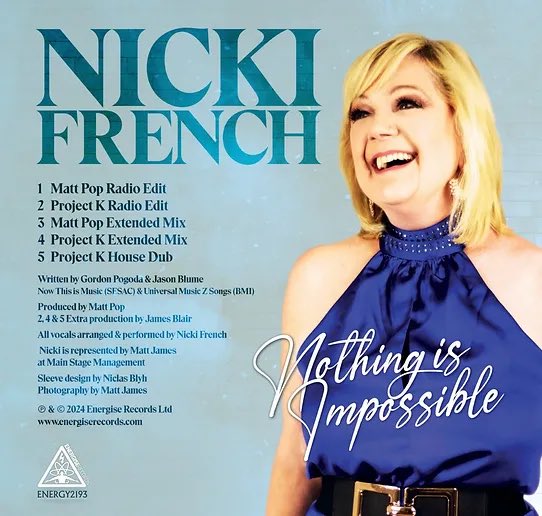 The #CDsingle for @NickiFrenchie’s new single, “Nothing Is Impossible” is available to preorder NOW at energiserecords.com! The track was produced by @MattPopOfficial & remixed by me. Digital release is 19th Apr. #ProjectKRemix #NewMusicFriday #newmusic2024 #popmusic