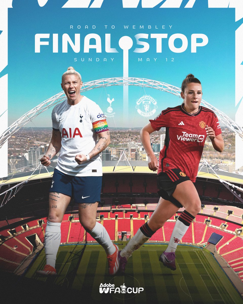 The stage is set for the FA Cup Final... @SpursWomen 🆚 @ManUtdWomen Whatever happens, it'll be a new name on the #AdobeWomensFACup trophy 🏆