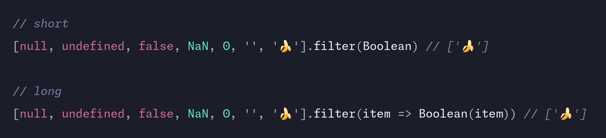 In JavaScript you can pass the `Boolean` function to the `filter` array method to remove bad values. 🔥