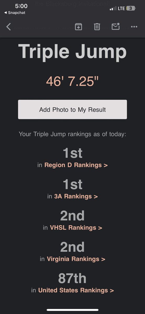 donovankendrikr's tweet photo. Shattered PR and School Record at the Blacksburg Invitational placing Second overall🔥
46-7.25
VA#2 https://t.co/ppU2vMu9Sv