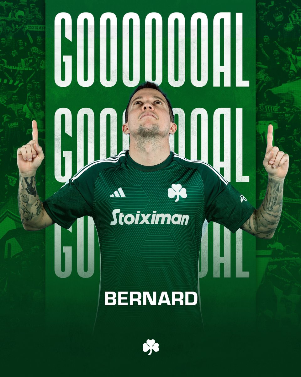 paofc_'s tweet photo. 87' 3-1 Φτωχή η ελληνική γλώσσα για να περιγράψει όσα κάνει σήμερα ο Μπερνάρ! Ο Μπακασέτας περνάει στον Ιωαννίδη κι αυτός βλέπει τη διαγώνια κίνηση του Μπερνάρ στην περιοχή που «χαϊδεύει» τη μπάλα, την περνάει πάνω από τον Κοσέλεφ και «καθαρίζει» το ματς! #Panathinaikos #PAOFC https://t.co/WCUVrgzllO
