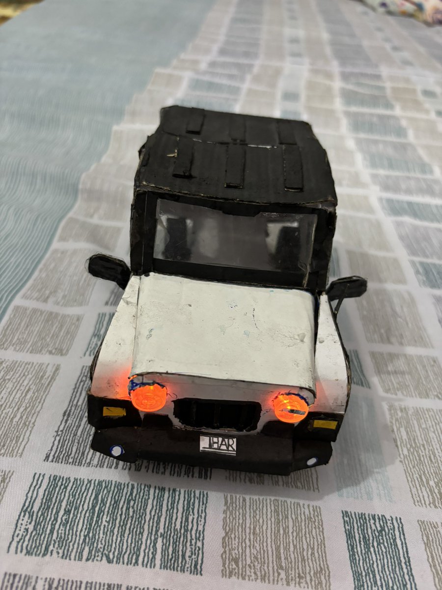 this kid made Thar by cardboard. I was very surprised that he made alsmost copy. #mahindra #anandmahindra