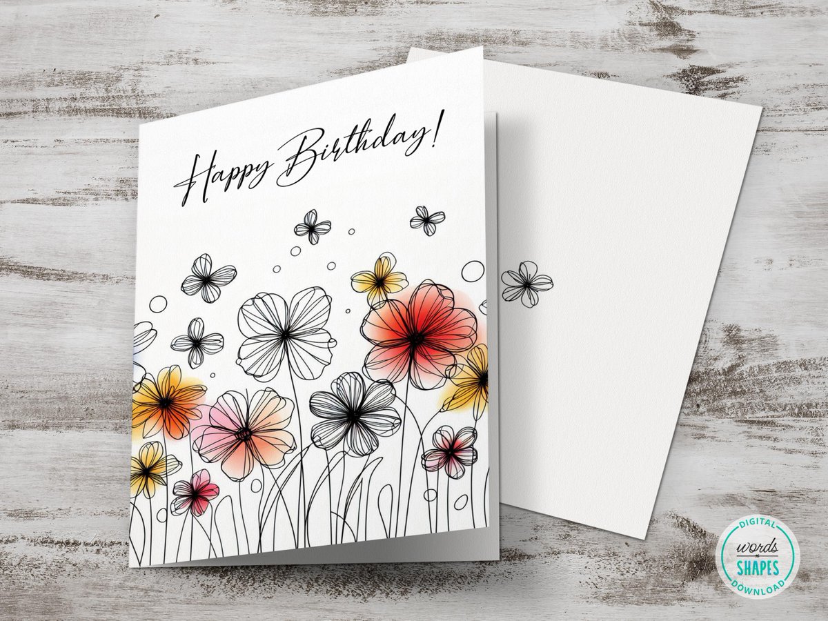 Printable Colorful Happy Birthday Card, Birthday Greeting Card, Digital Download etsy.me/3U61w4W via @Etsy 

#GreetingCards #PrintableCard #DIYCard #birthdaycard #downloadcard #flowercard
