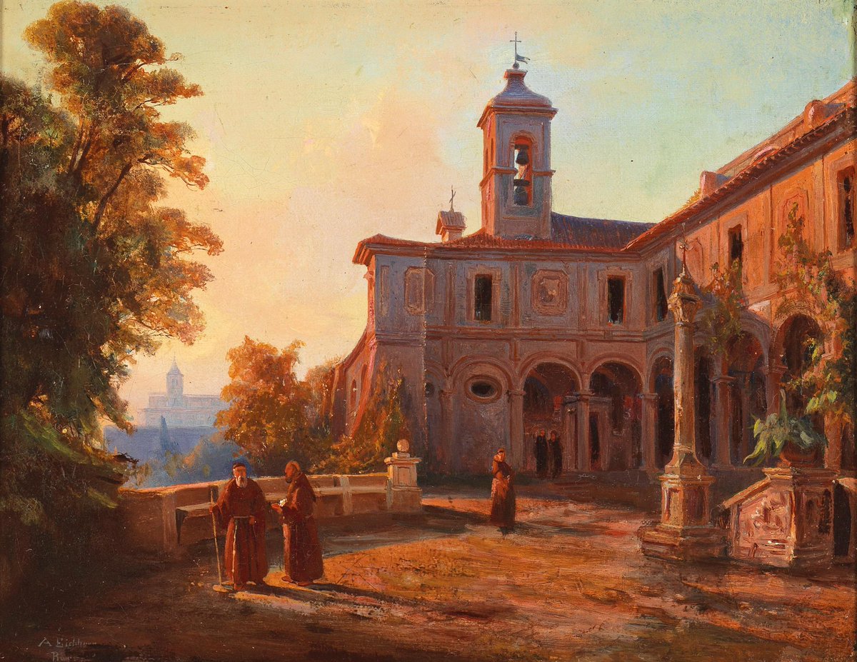 Terrasse der Klosterkirche Sant'Onofrio al Gianicolo in Rom, by Albert Eichhorn (1811-1851)