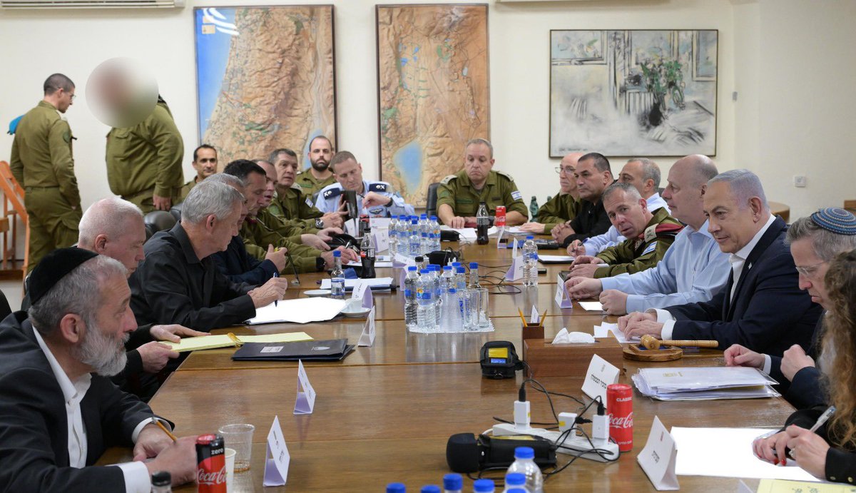 Israeli war cabinet meeting now to discuss Israeli response to Iran attack amid U.S. calls for restraint. Netanyahu has yet to address the Israeli public.