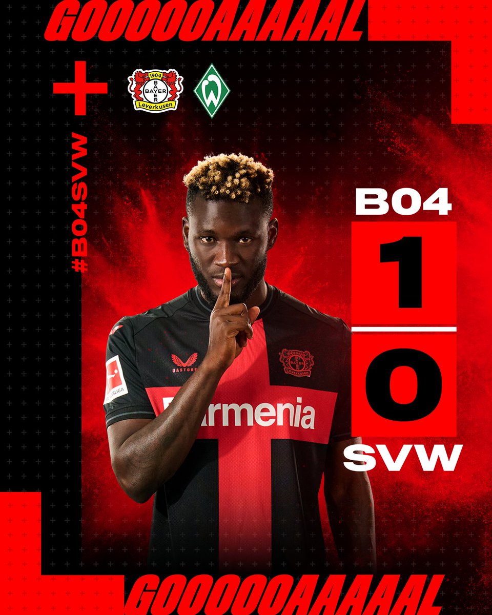 🇳🇬 HE SCORES GOALS! 😮‍💨 25' | 1-0 | #B04SVW | #Bayer04 | #ForOurDream