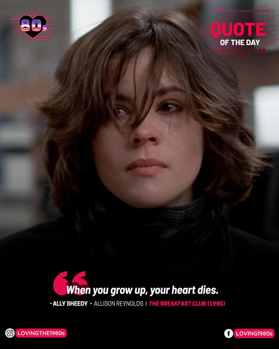 80s movie quote of the Day: The Breakfast Club (1985) 📷
#Lovingthe80s #80sNostalgia #80smovie #Moviequote #TheBreakfastClub #AllySheedy