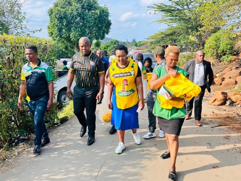 MYANC's tweet photo. [IN PICTURES] ANC NEC Comrade Stella Ndabeni-Abrahams leading a door-to-door programme in Sipho Mkhize Zone, eThekwini region. 

The people of eThekwini continue to express confidence in the leadership of the ANC. 

#VoteANC2024 
#LetsDoMoreTogether https://t.co/fMZ1nuGSWS