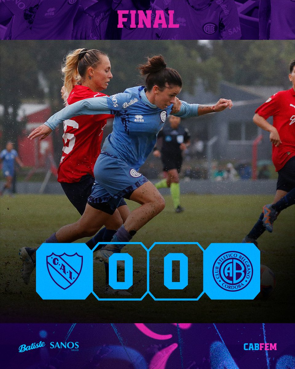 #FemeninoBelgrano ⏱ Final en Villa Domínico. @BelgranoFem convirtió en figura excluyente a la arquera rival, pero igualó sin goles ante Independiente como visitante.