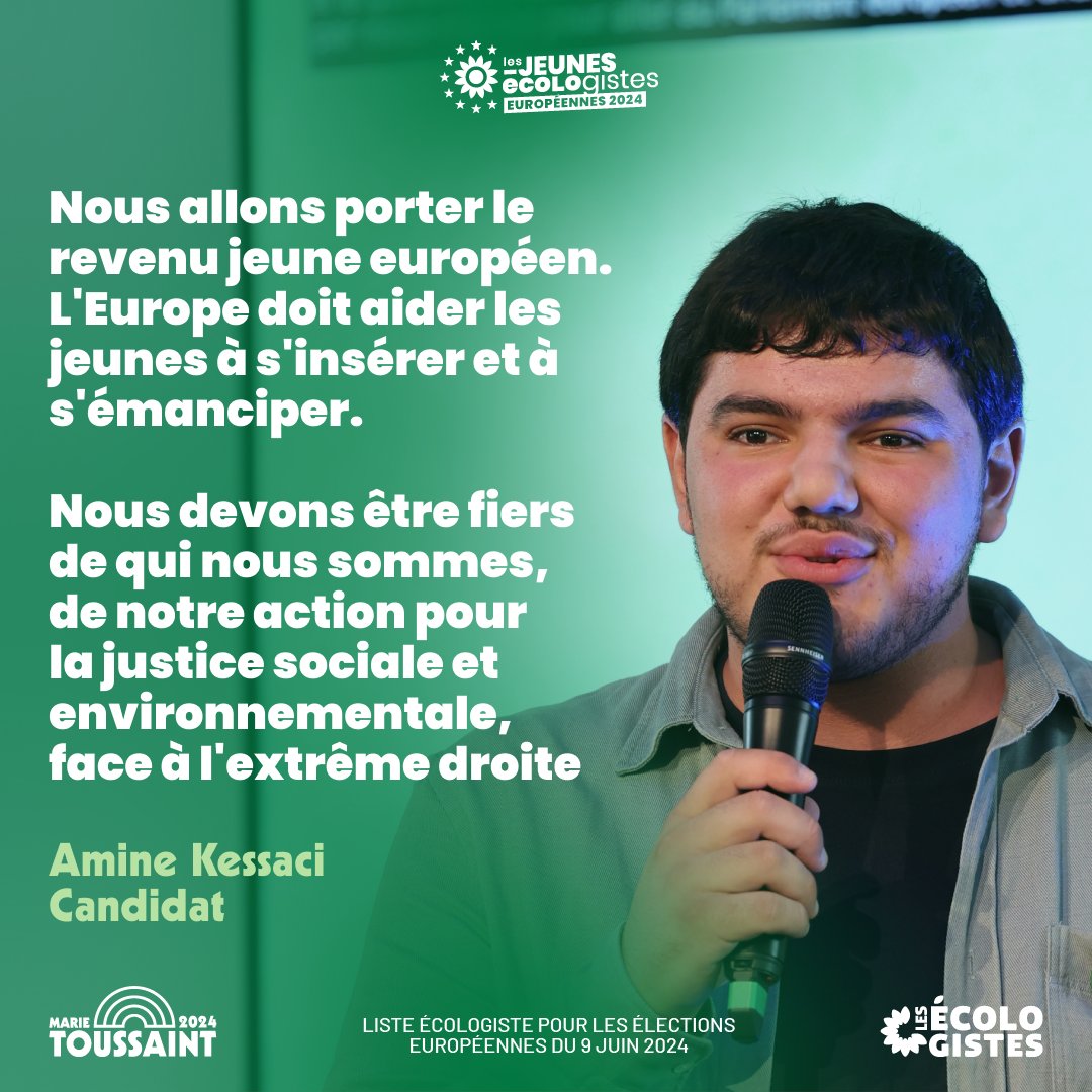 Face aux projets mortifères des droites et de l'extrême droite, nous, Écologistes, proposons un projet de société émancipateur pour toutes et tous 🇪🇺🙌 #MeetingJeunesse @kessaciamine1