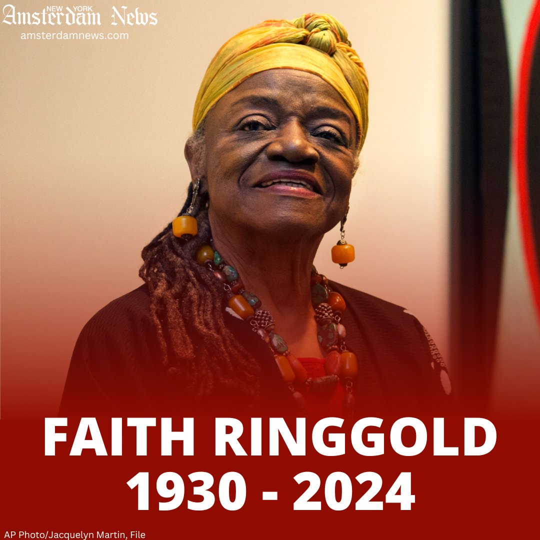 Faith Ringgold, an award-winning author and artist who broke down barriers for Black female artists and became famous for her richly colored and detailed quilts combining painting, textiles and storytelling, has died. She was 93. amsterdamnews.com/news/2024/04/1…