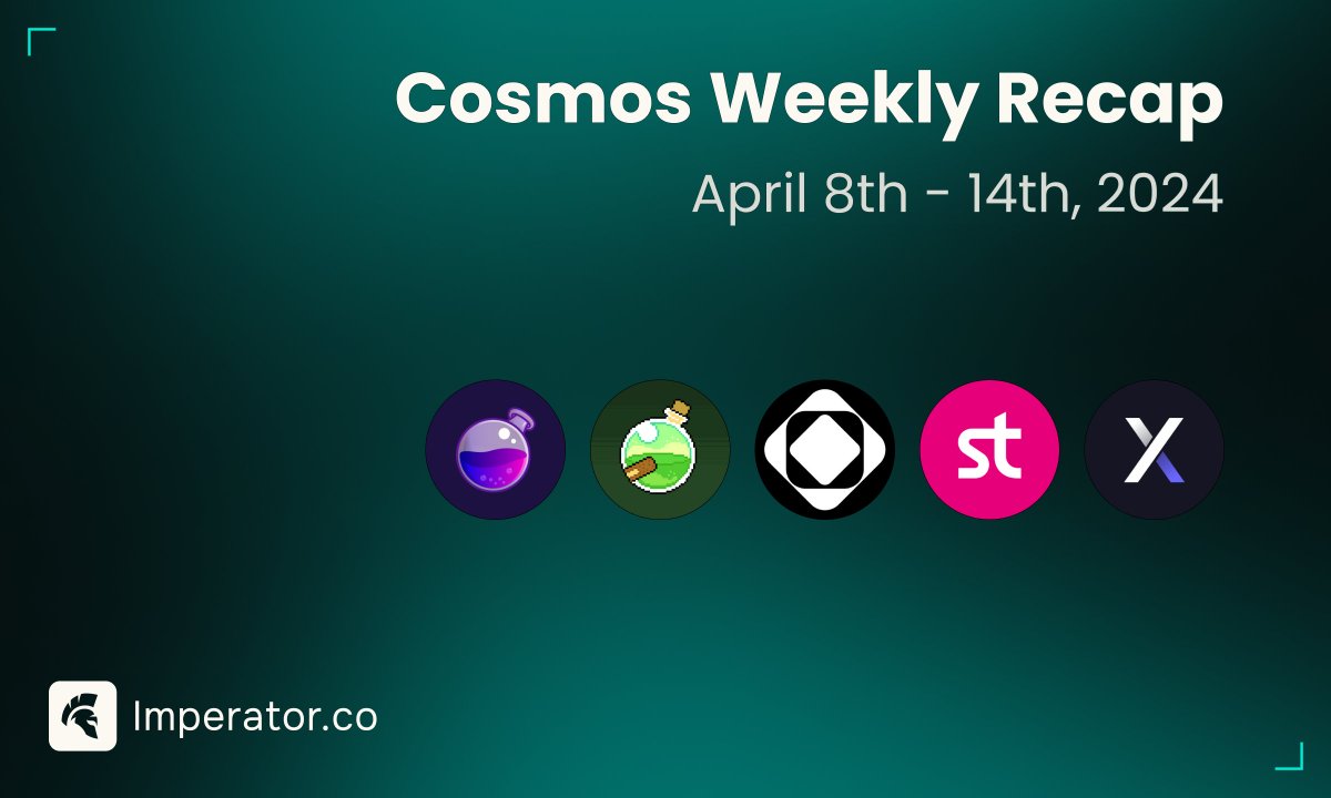 imperator_co's tweet photo. 📚 Cosmos Weekly Newsletter:

Featuring updates from @osmosis, @madscientists_x, @Sagaxyz__, @stride_zone, @dYdX

Stay informed on the latest news around #cosmos ✨ https://t.co/AcKP28DJGm