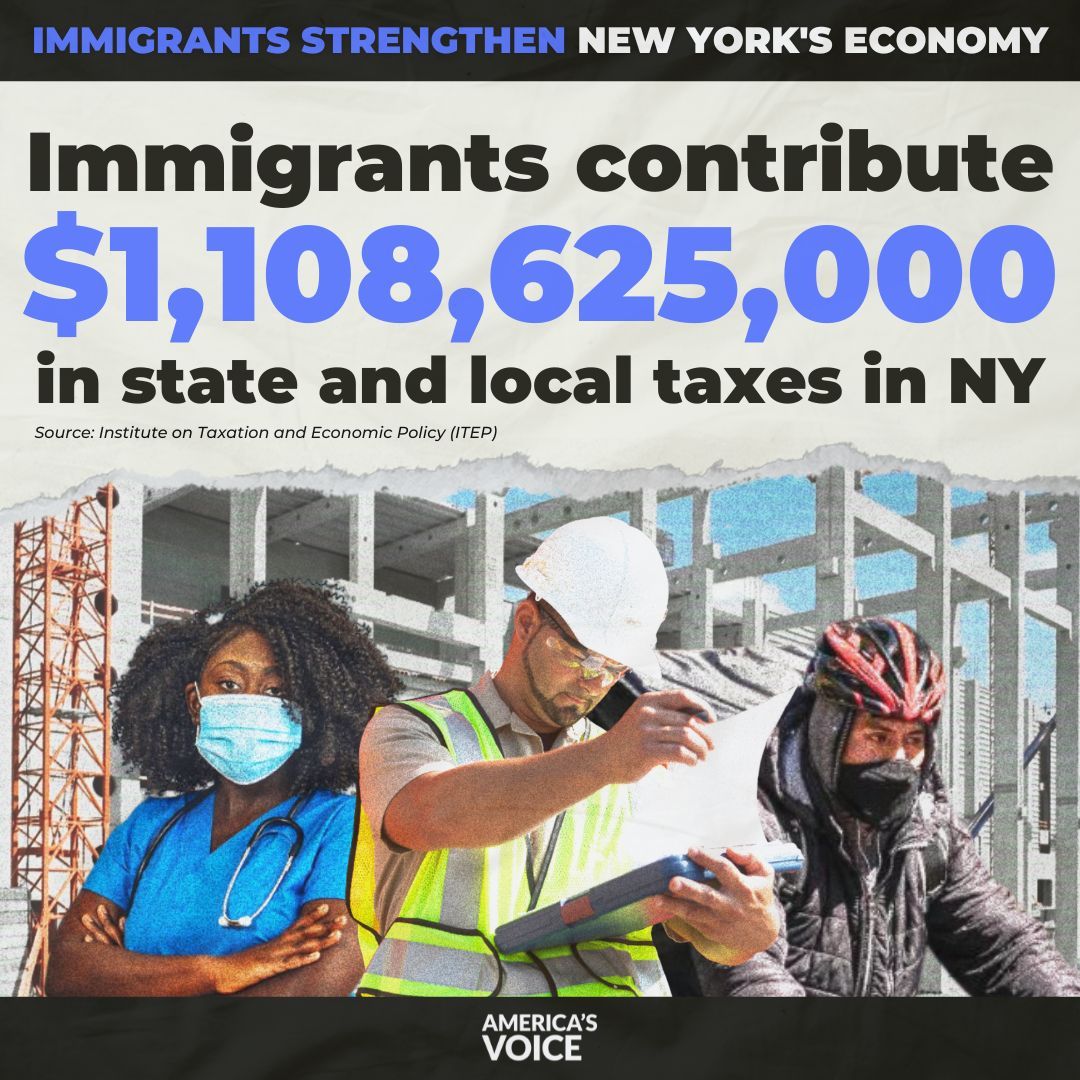🗽Immigrants strengthen New York’s economy by filling jobs in key industries. They contribute more than $1.1 billion in state and local taxes each year, supporting vital services and infrastructure.