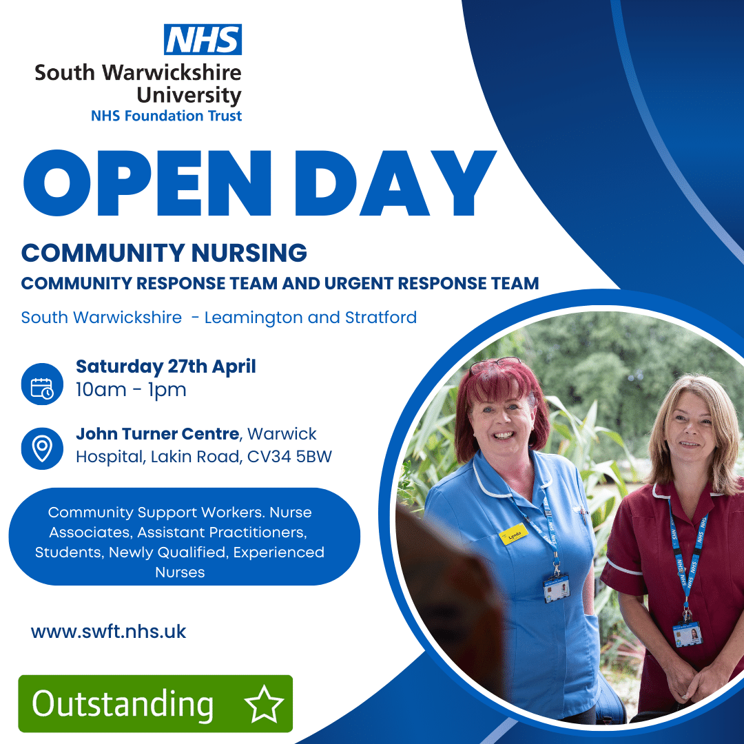 Saturday 27th April, 10am-1pm📍 Share it on!🌈 SWFT are hosting a Community Nursing Careers Open Day! Whether you're about to qualify or you're looking for a change, discover exciting opportunities in the Community!👉🌟 #NHS #NHSnurse #nursecareers