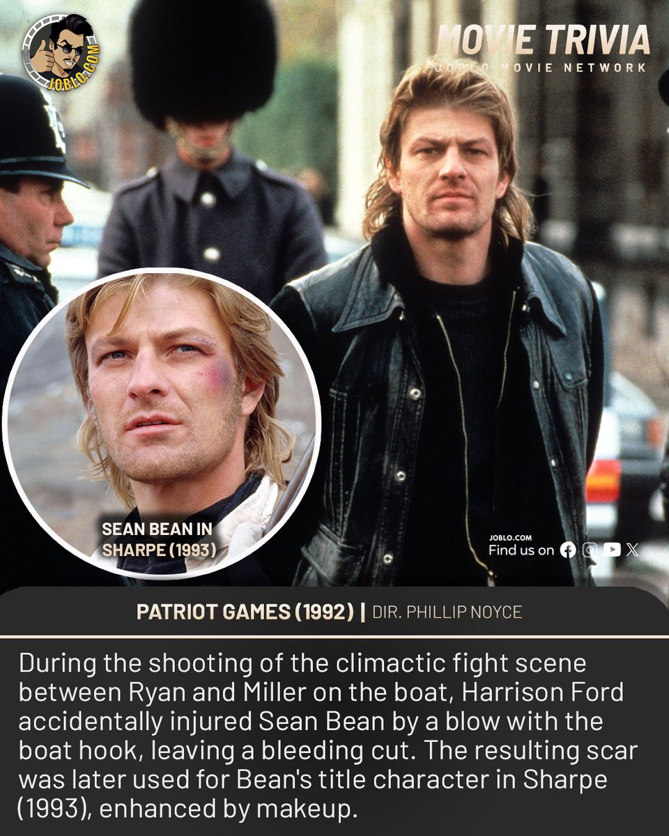 Movie Trivia: Patriot Games (1992) 🎥 

#JoBloMovies #JoBloMovieNetwork #movietrivia #90smovie #PatriotGames #HarrisonFord ##SeanBean