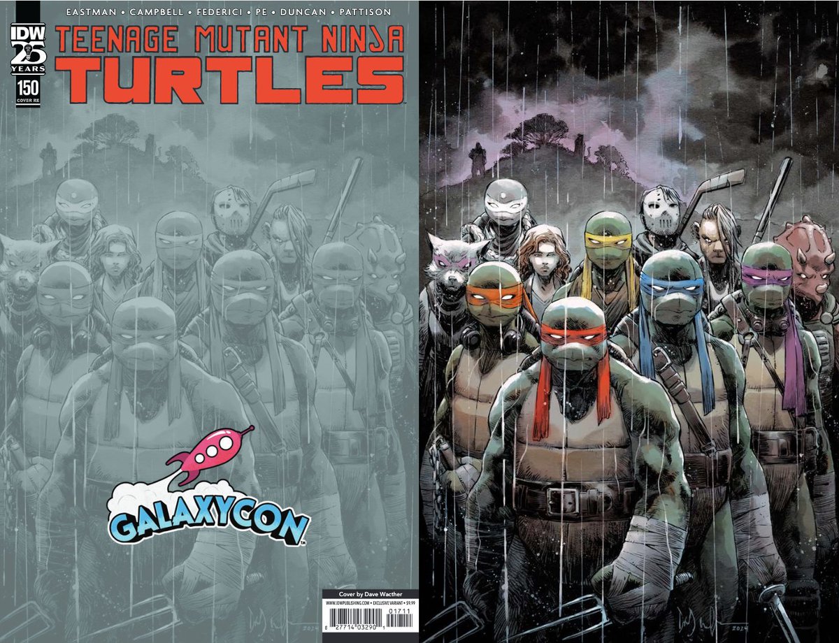 To celebrate #TheRoadto150 run by @mooncalfe1, we're doing a countdown of the RETAILER EXCLUSIVE covers for TMNT #150. Today, we have a cover from @DaveWachter for @GalaxyConOnline. At your LCS on April 24: comicshoplocator.com #TMNT #VariantCover #TMNT150