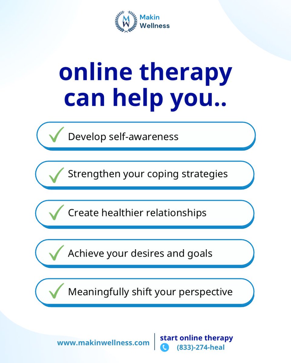 The power of online therapy 👇💻

Start online therapy with Makin Wellness today 💙
☎️ Call (833)-274-heal
✉️ Email info@makinwellness.com

#anxiety #depressionhelp #ocd #ptsd #bipolar #adhd #mentalhealthmatters #onlinetherapy #psychologytoday